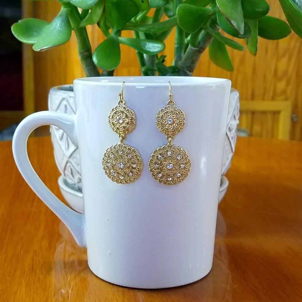 French Wire Medallion Drop Earrings